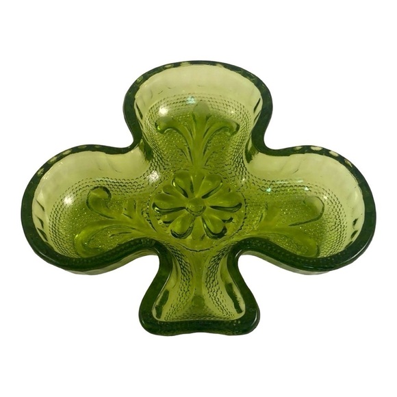 60’s Indiana Glass Green Club Suite dish ashtray - Picture 2 of 5